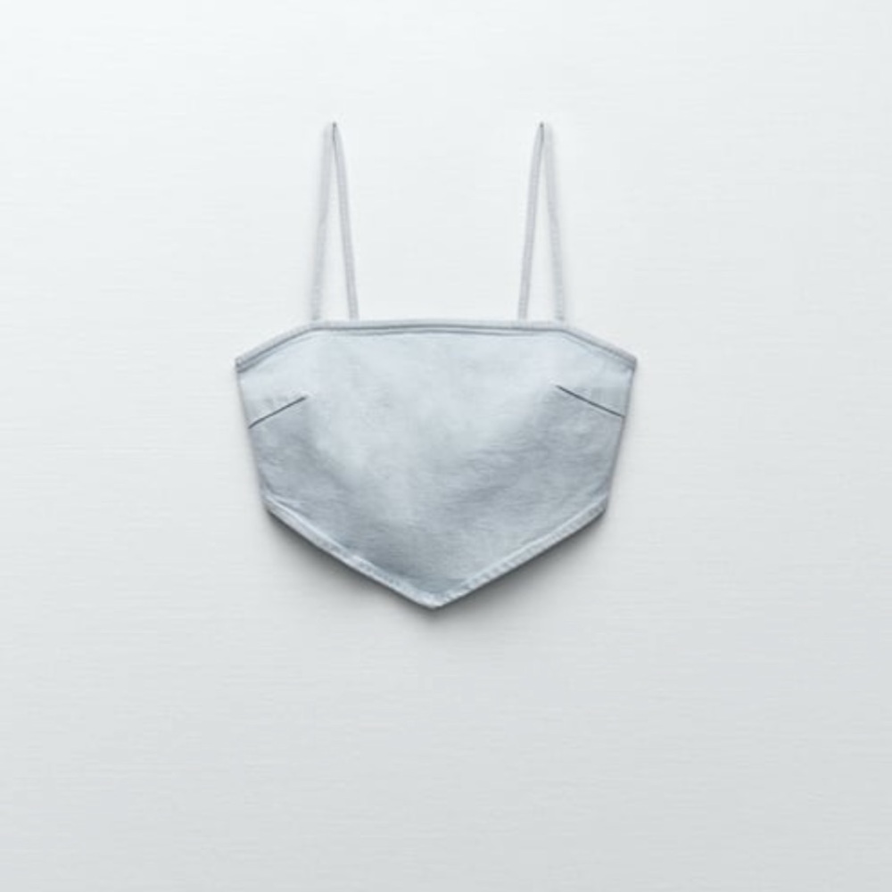 Zara Denim crop top with zipper denim